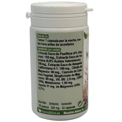 ManaComplex Sueño con Melatonina 60 Cápsulas de Manabíos Manabios 111902 insomnio y descanso salud.bio