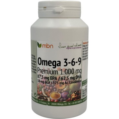 Omega 3, 6, 9 PREMIUM 90 perlas 1000mg de Manabíos Manabios MAN-111544 Ayudas niveles Colesterol y Trigliceridos salud.bio