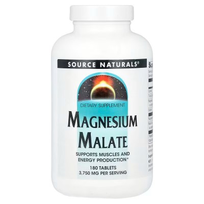 Malato de magnesio 3750 mg, (1250 mg por comprimido) de Source Naturals Source Naturals SNS-00535-00262 Suplementos Minerales...