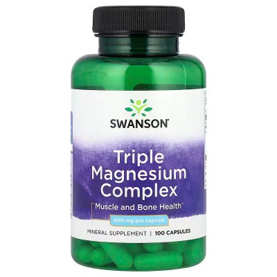 Complejo Triple de Magnesio, 400 mg, 100 cápsulas de Swanson Swanson SWV-01808 Suplementos Minerales  salud.bio