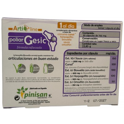 POLIAR GESIC Huesos y Articulaciones (Formula reforzada) 30 Cápsulas de PINISAN Pinisan 10600086 Articulaciones, Huesos, Tend...