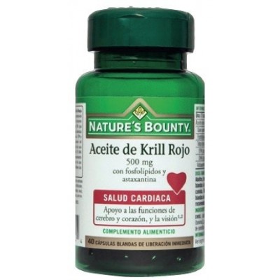 Aceite de Krill Rojo 500mg Nature's Bounty Nature'S Bounty 03618 Ayudas niveles Colesterol y Trigliceridos salud.bio