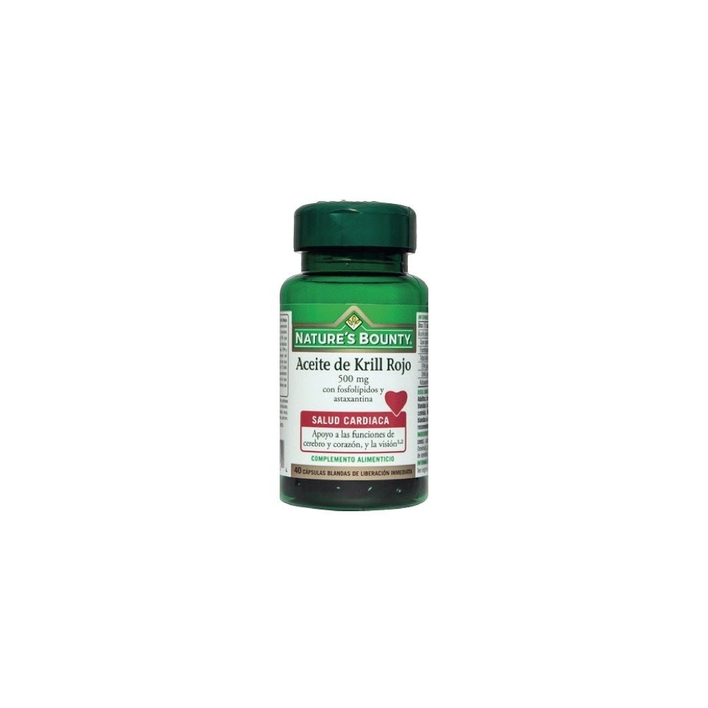 Aceite de Krill Rojo 500mg Nature's Bounty Nature'S Bounty 03618 Ayudas niveles Colesterol y Trigliceridos salud.bio