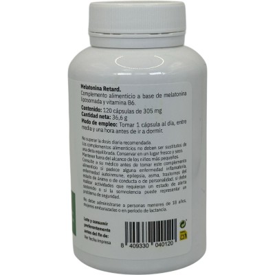 MELATONINA RETARD Liposomal 1,9mg + B6 (120 Cápsulas) de Salud.bio Espadiet SALUD-04012 insomnio y descanso salud.bio