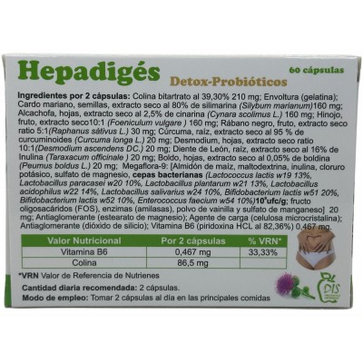 Hepadigés (Detox-Probióticos) 60 cápsulas de DIS DIS DIS-21026 Ayudas aparato Digestivo salud.bio