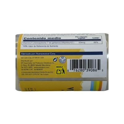 Vitamina K2 (Menaquinone-7) 30 VegCaps. Apto para veganos de Solaray SOLARAY SOLA-39086 Articulaciones, Huesos, Tendones y Mu...