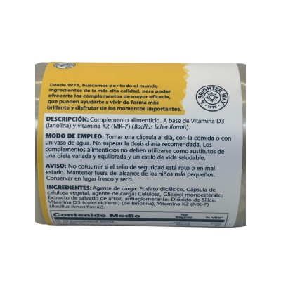 BIG Vitaminas D3 & K2 (Menaquinone-7) 120 Cápsulas vegetales de Solaray SOLARAY SOL-89739 Articulaciones, Huesos, Tendones y ...