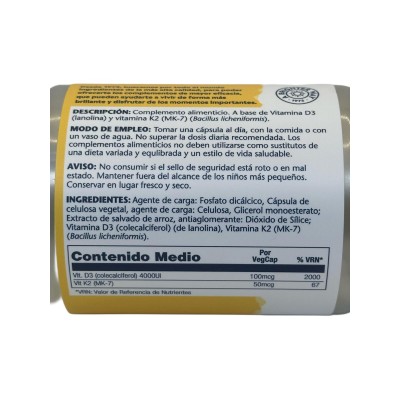 BIG Vitaminas D3 & K2 (Menaquinone-7) 120 Cápsulas vegetales de Solaray SOLARAY SOL-89739 Articulaciones, Huesos, Tendones y ...