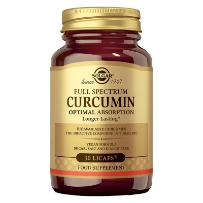 Full Expectrum Cúrcuma (Curcumin) 30 cápsulas de Solgar SOLGAR 1659597 Suplementos Naturales acción Analgesica, Antiinflamato...