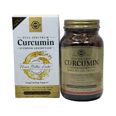 Full Expectrum Cúrcuma (Curcumin) 60 cápsulas de Solgar Solgar SOL-54707 Suplementos Naturales acción Analgesica, Antiinflama...