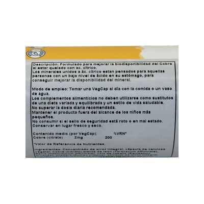 Citrato de Cobre (Copper) 2mg 60 Cápsulas Vegetales de Solaray SOLARAY SOLA-04596 Vitaminas y Minerales salud.bio