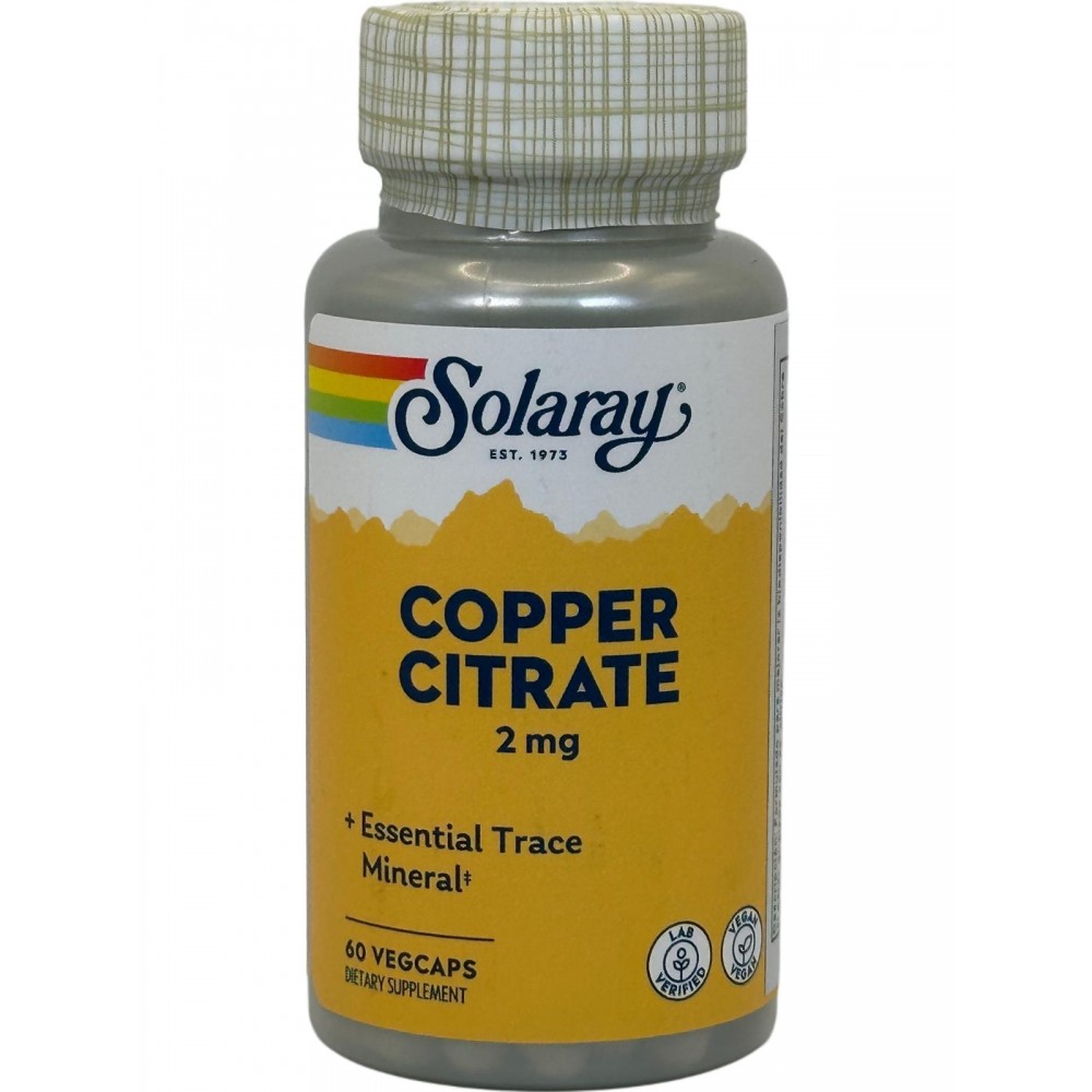 Citrato de Cobre (Copper) 2mg 60 Cápsulas Vegetales de Solaray SOLARAY SOLA-04596 Vitaminas y Minerales salud.bio