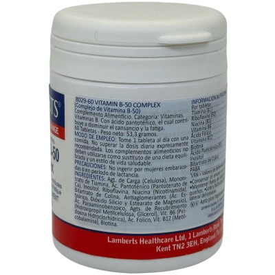 Complejo Vitamina B-50 Complex de Lambert Profesional Lamberts 8029-60 Vitamina B salud.bio