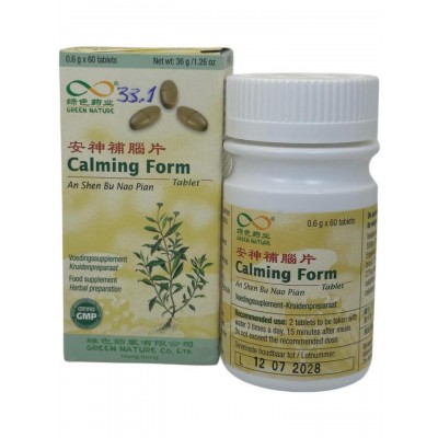 F CHINA 33.1 Calming Form (An Shen Bu Nao Pian) 60 Comprimidos de Green Nature Green Nature CO. Ltd GRE-23570 PLANTAS EN COMP...