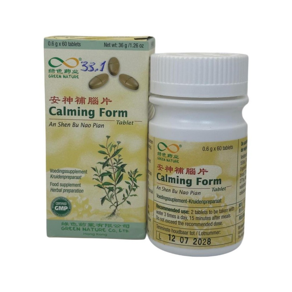 F CHINA 33.1 Calming Form (An Shen Bu Nao Pian) 60 Comprimidos de Green Nature Green Nature CO. Ltd GRE-23570 PLANTAS EN COMP...