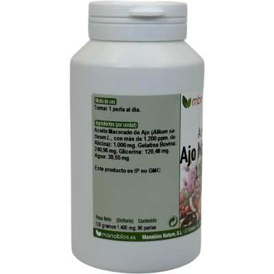 Ajo Macerado 1000mg 90 Perlas de Manabíos Manabios 111967 Ayuda control Tension salud.bio