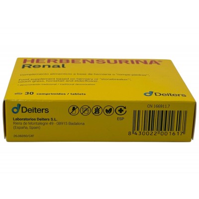 Herbensurina RENAL 30 Comprimidos de Deiters DEITERS DEI-00161 Bienestar urinario. Ayuda en el bienestar urinario. salud.bio