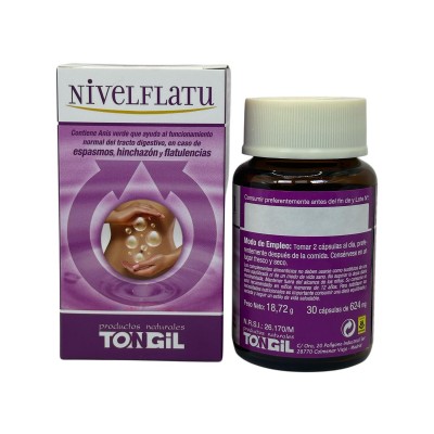 NIVELFLATU (Gases, inchazon, Espasmos) 30 Cápsulas de Tongil Tongil TON-30215 Ayudas aparato Digestivo salud.bio