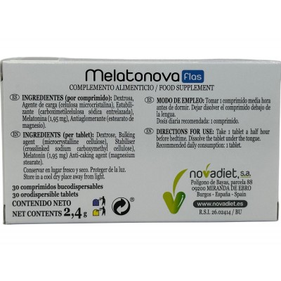 Melatonova flas Melatonina de 1.9mg de Novadiet Novadiet 10041 insomnio y descanso salud.bio