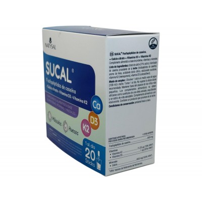 Sucal® Fosfopéptidos de caseína + Calcio citrato + Vitamina D3 + Vitamina K2 de Natysal Natysal NAT-32735 Articulaciones, Hue...
