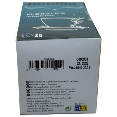 Tomillo Tisana 25 Infusiones de Floralp´s Belice logistica s.l. FLO-17020 Infusiones salud.bio