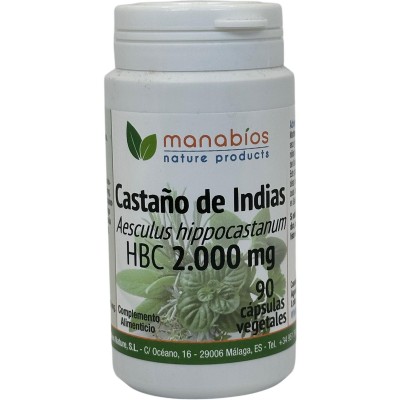 Castaño de indias HBC 2.000mg 90 cápsulas de Manabios Manabios 111537 Sistema circulatorio salud.bio