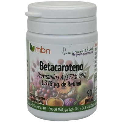Betacaroteno 90 perlas 1.375µg de retinol de Manabios Manabios 111674 Antioxidantes salud.bio