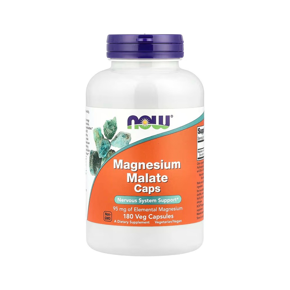 Malato de magnesio, 1000mg 180 Cápsulas vegetales de NOW Foods NOW Foods NOW-01303 Suplementos Minerales  salud.bio