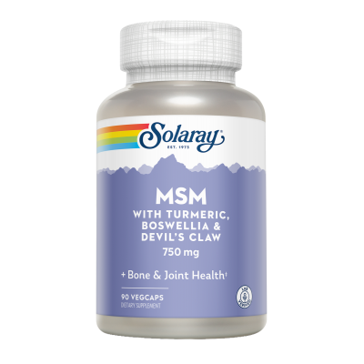 MSM con Turmeric, Boswellia & Devil's Claw & Harpago 750 mg - 90 Vegcaps de Solaray SOLARAY SOLA-00862 Articulaciones, Huesos...