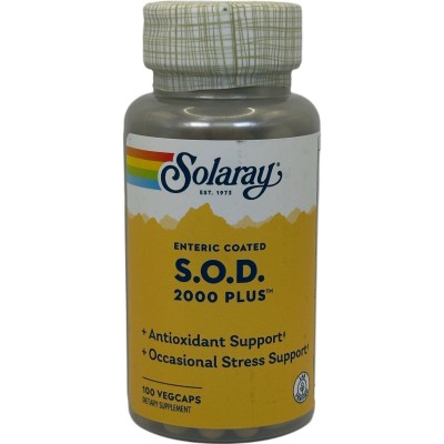 S.O.D. 2000 Plus, Cápsulas de superóxido dismutasa con recubrimiento entérico, 100 cápsulas vegetales de Solaray SOLARAY SOLA...