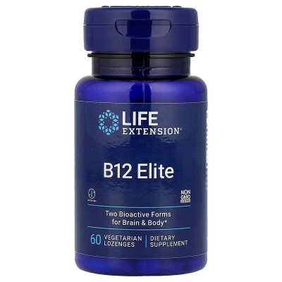 Vitamina B12 de élite, 1000 mcg, 60 pastillas vegetales de Life Extension Life Extension LEX-24196 Vitamina B salud.bio