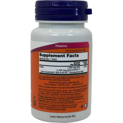 Metilfolato, 1000 mcg, 90 comprimidos de NOW Foods NOW Foods NOW-00491 Vitamina B salud.bio