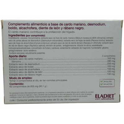 CONTROLHEP (función Hepática) 60 comprimidos de Eladiet Eladiet PA.FE.CHEP Higado y sistema hepatobiliar salud.bio