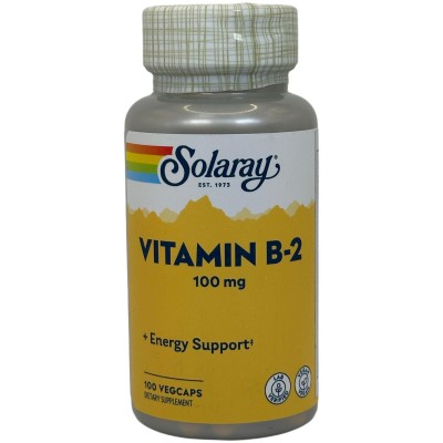 Vitamina B2 100mg (Soporte Energia) riboflavina 100 Cápsulas Vegetales de Solaray SOLARAY SOLA-04327 Vitamina B salud.bio