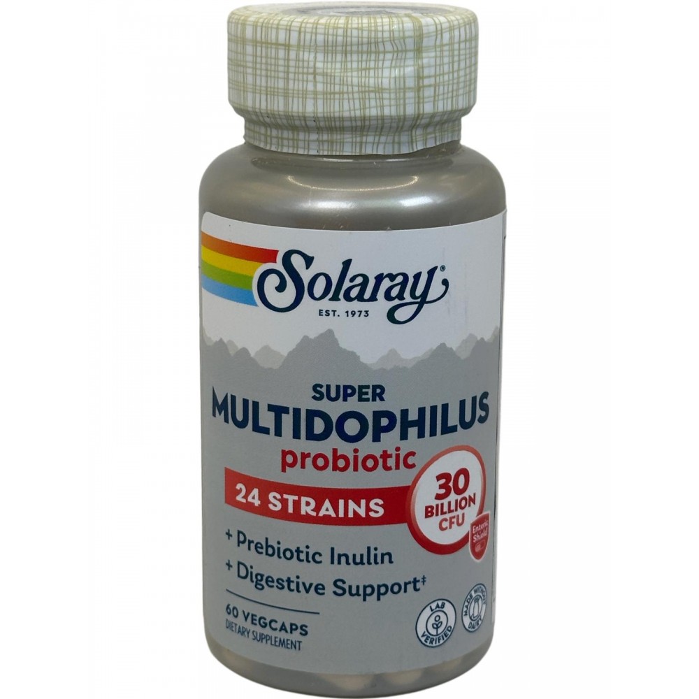 Super Multidophilus 30.000 millones 60 cápsulas vegetales entéricas (15.000 millones de UFC por cápsula) de Solaray SOLARAY S...