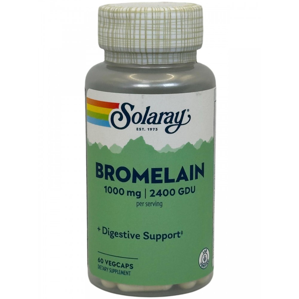 Bromelaína 1000 mg (enzimas digerstivas) 60 cápsulas vegetales (500 mg, 1200 GDU por cápsula) de Solaray SOLARAY SOLA-04843 A...