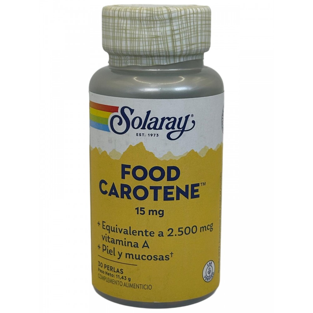 Food Carotene 15mg (2.500mcg Vitamina A de Betacaroteno) 30 Perlas de Solaray SOLARAY SOLA-60805 Antioxidantes salud.bio