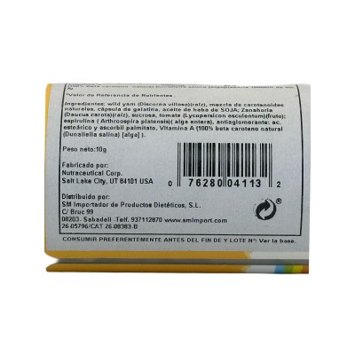 Food Carotene 500mg (Vitamina A de Betacaroteno 10000UI) 30 Perlas de Solaray SOLARAY SM-4113 Antioxidantes salud.bio