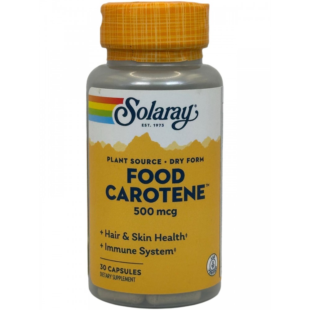 Food Carotene 500mg (Vitamina A de Betacaroteno 10000UI) 30 Perlas de Solaray SOLARAY SM-4113 Antioxidantes salud.bio