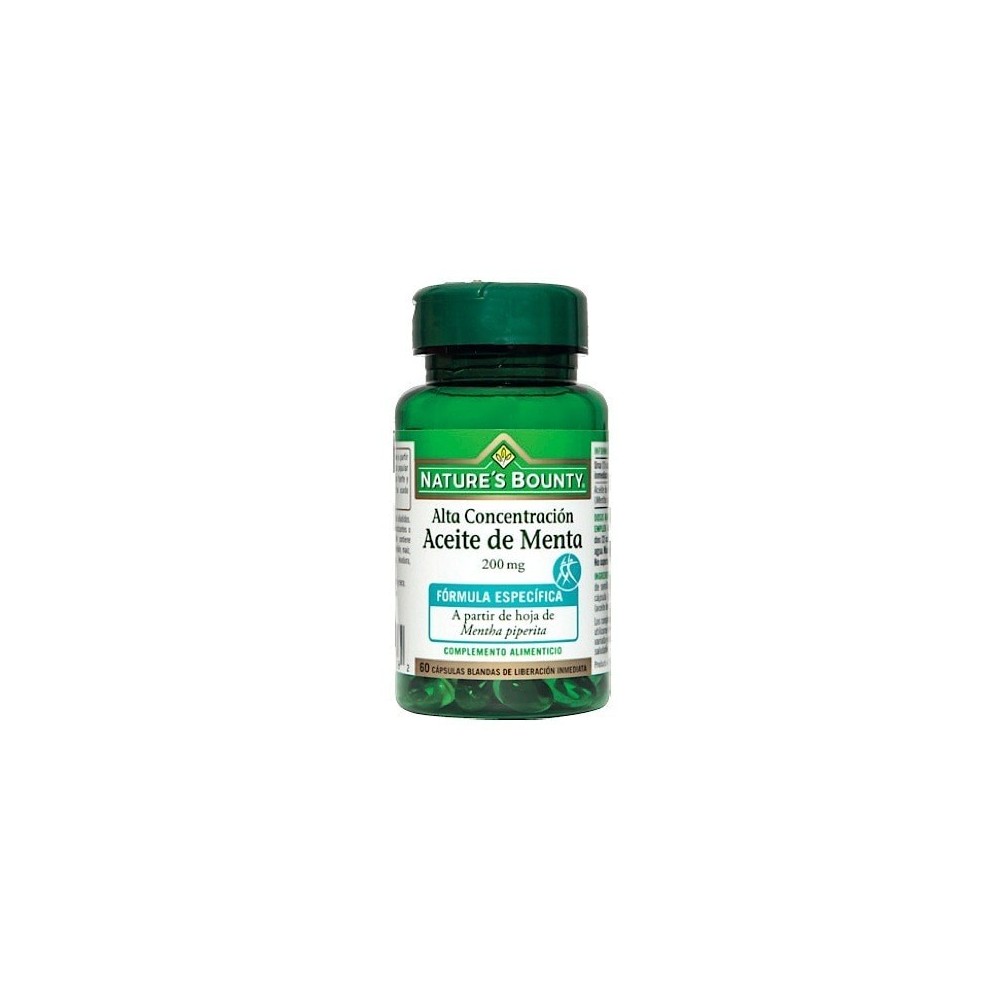 Aceite de Menta 60 perlas 200mg de Nature's Bounty NATURE´S BOUNTY 03622 Acéites esenciales salud.bio