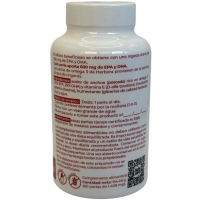 Omega 3 (EPA y DHA) y vitamina E 60 perlas de 1.408 mg de Herbora Herbora HER-H21001 Sistema cardiovascular salud.bio