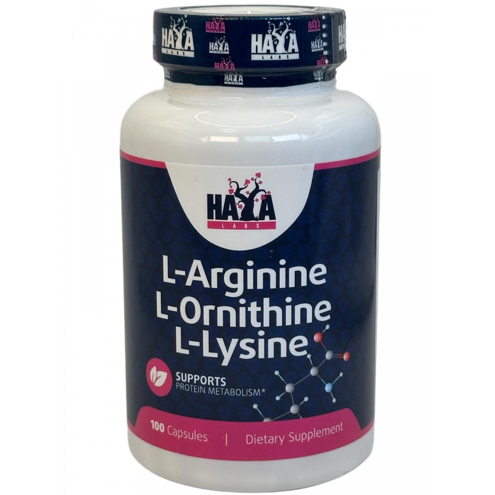 L-Arginina L-ornitina L-lisina 100 Caps. de Haya labs Haya Labs 15680 Aminoácidos salud.bio