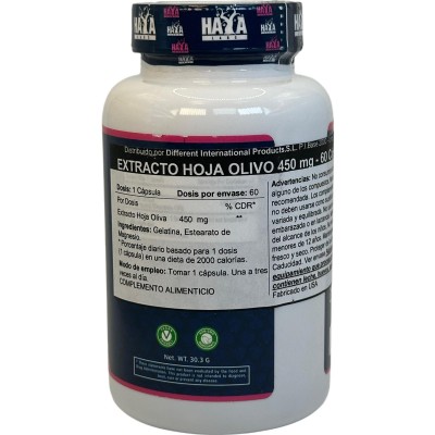Hoja de Olivo (Olive Leaf Extract) 450 mg - 60 caps de Haya Labs Haya Labs HAY-21147 Ayuda control Tension salud.bio