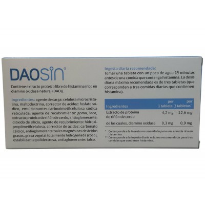DAOSIN® 15 ó 90 comprimidos Para el manejo dietético del Déficit de DAO (Intolerancia a la histamina) de Salengi Salengei DAO...
