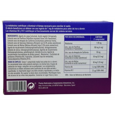 Melanoctina ¡Sueña toda la noche! 30 comprimidos bicapa de Plameca Plameca PLA-460000 insomnio y descanso salud.bio