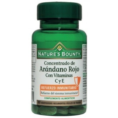 Concentrado de Arándano Rojo + Vitaminas C y E de Nature's Bounty NATURE´S BOUNTY 03601 Bienestar urinario. Ayuda en el biene...