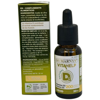 Vitamina D3 Líquida 30ml vitahelp de Marnys Marnys MN439 Vitamina A y D salud.bio