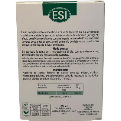Melatonin pura (Melatonina) 1,9 mg (30 Comprimidos) de ESI ESI ESI-00952 insomnio y descanso salud.bio