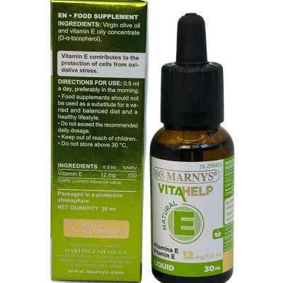 Vitamina E Líquida 12mg/0.5ml VITAHELP 30ml de Marnys Marnys MN437 Vitamina E salud.bio