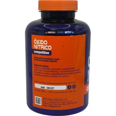 Óxido Nítrico Competition (Comprimidos de Arginina Alfa-Ketoglutarato) 180 comprimidos de Megaplus Artesania Agrícola 171028 ...